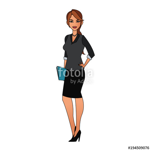 500x500 Executive Woman Cartoon Vector Illustration Graphic Design Stock