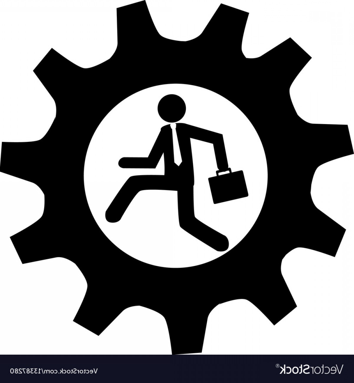 1200x1296 Monochrome Gear Frame With Man And Executive Vector Createmepink