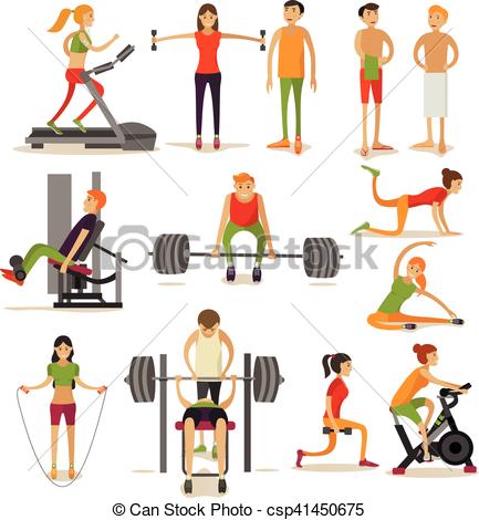 433x470 Vector Set Of People In Gym Characters Isolated On White