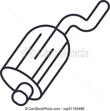 450x452 Exhaust Pipe Vector Line Icon, Sign, Illustration On Background