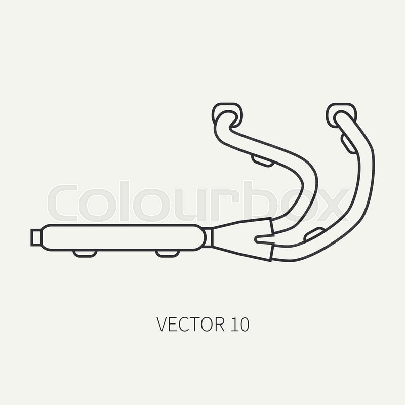 800x800 Line Flat Plain Vector Motorcycle Icon Classic Bike Exhaust System