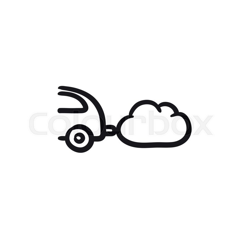 800x800 Car Spewing Polluting Exhaust Vector Sketch Icon Isolated On