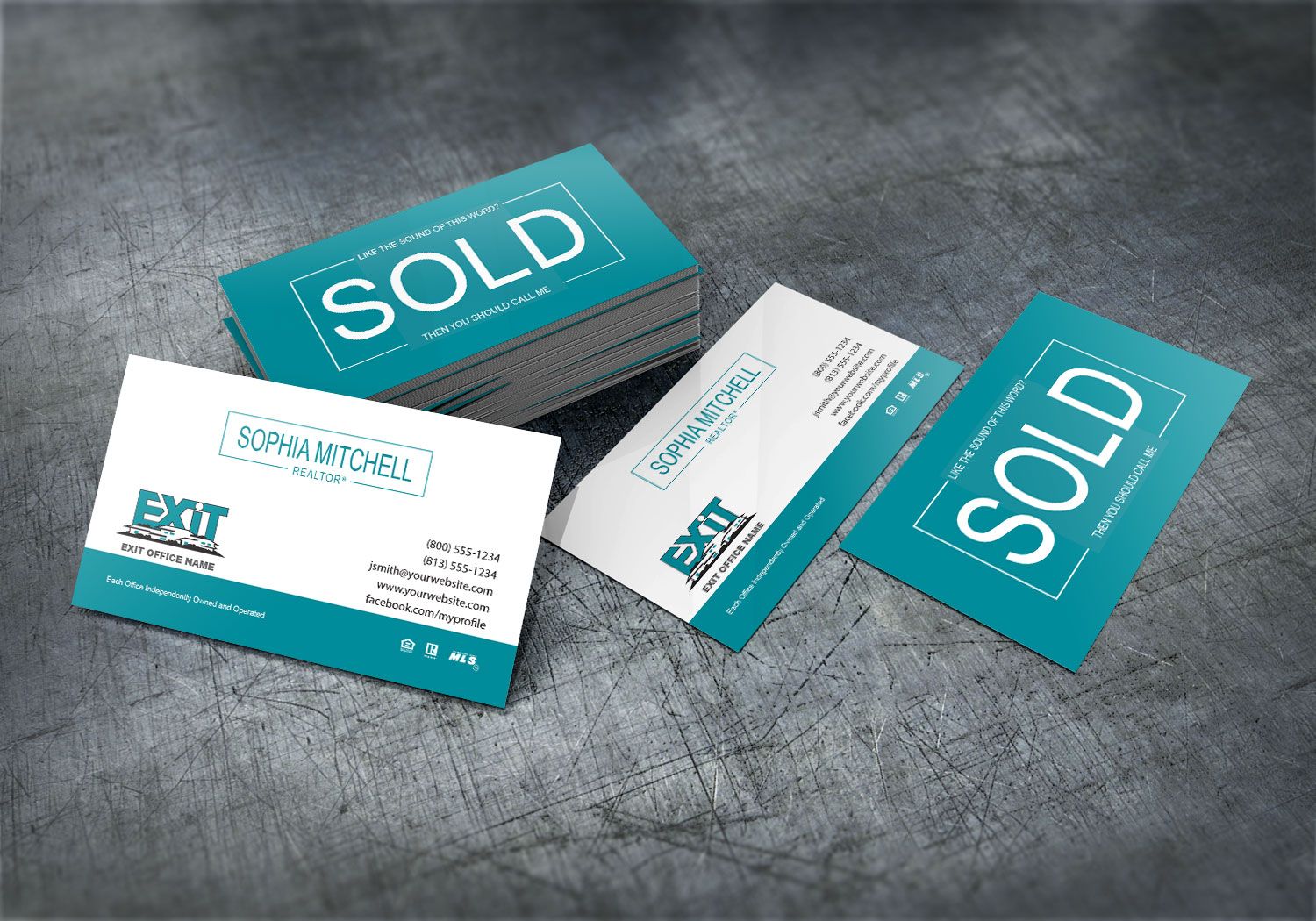 1500x1050 Simple And Clean Exit Realty Business Card Design For Realtors