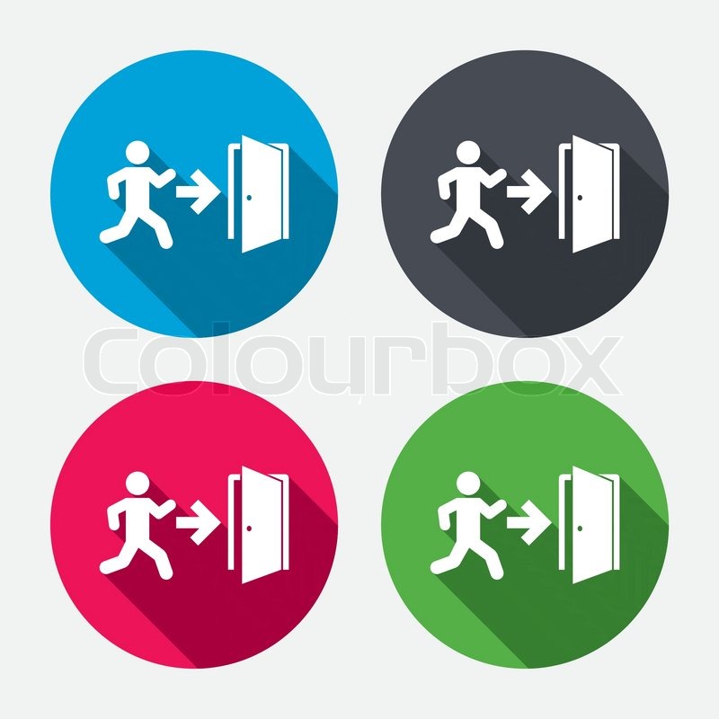 800x800 Emergency Exit With Human Figure Sign Icon. Door With Right Arrow