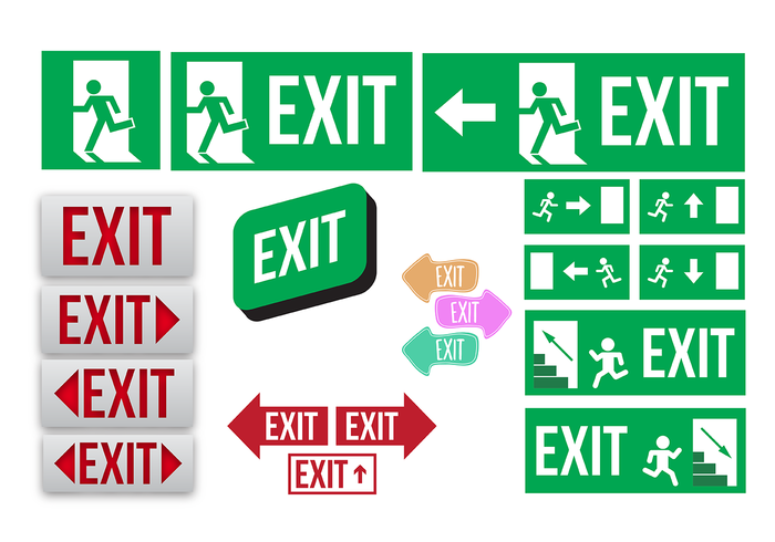 700x490 Emergency Exit Sign Collection Vector