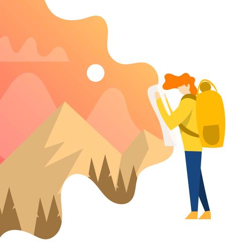 490x490 Flat Nature Explorer With Gradient Background Vector Illustration