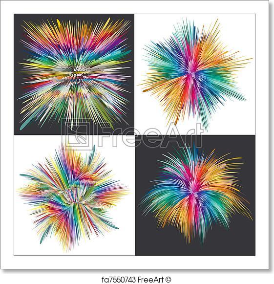 561x581 Free Art Print Of Color Explosion, Vector Art. Set Of Four Vector