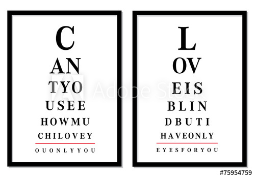 500x350 Eye Chart Pictures With Love Messages, Vector