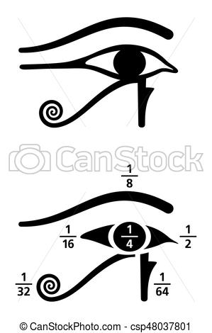 299x470 Eye Of Horus Fractions Values Black And White. Eye Of Horus