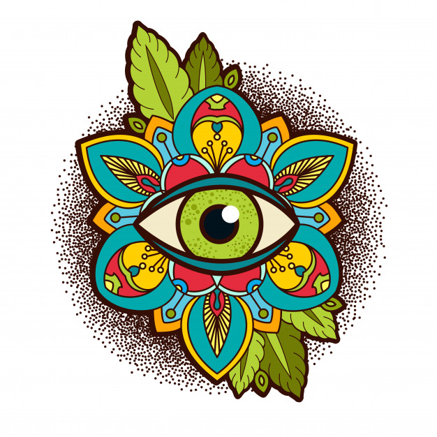 626x626 Ornamental Peony, Rose Flower With An Eye Of Providence. Vector