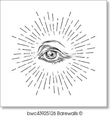 362x382 Art Print Of Hand Drawn Grunge Sketch Eye Of Providence. Masonic