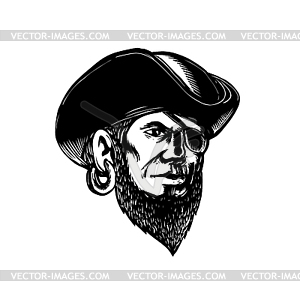 300x300 Pirate Wearing Eye Patch Scratchboard