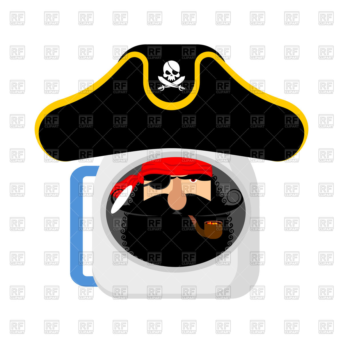 1200x1200 Pirate In Astronaut Helmet With Eye Patch And Smoking Pipe Vector
