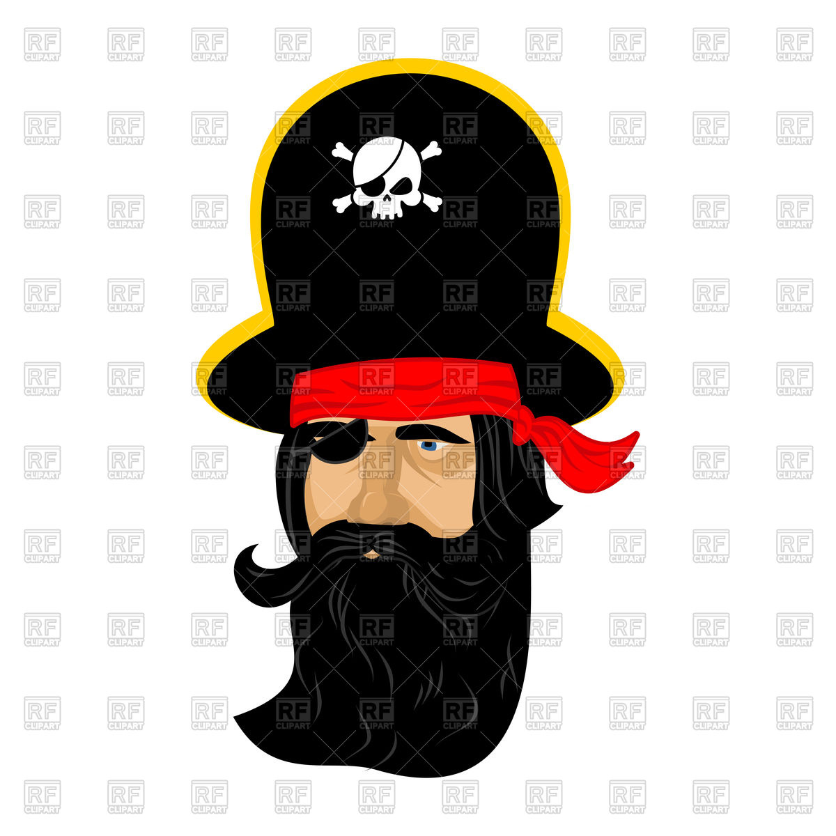 1200x1200 Pirate Portrait In Hat And Eye Patch Vector Image Vector Artwork
