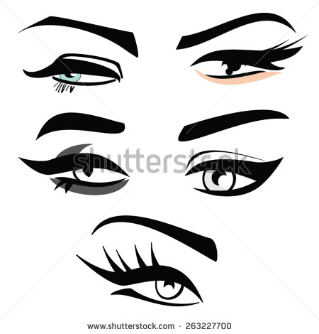 450x470 Stock Vector Set Of Four Woman Eye Shape Silhouettes With Eyebrows