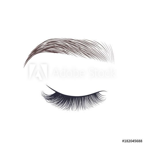 500x500 Makeup Eyebrow. Closed Eye With Long Eyelashes. Vector