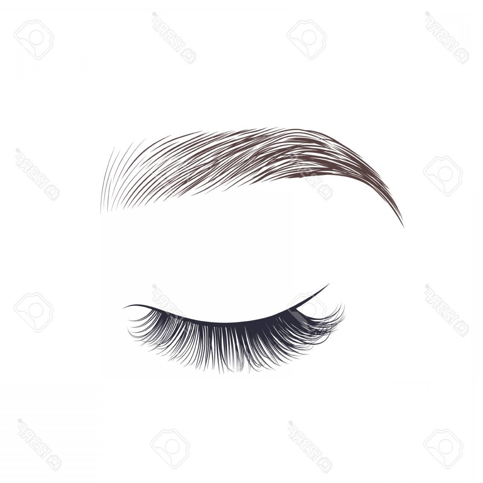 1560x1560 Photostock Vector Makeup Eyebrow Closed Eye With Long Eyelashes
