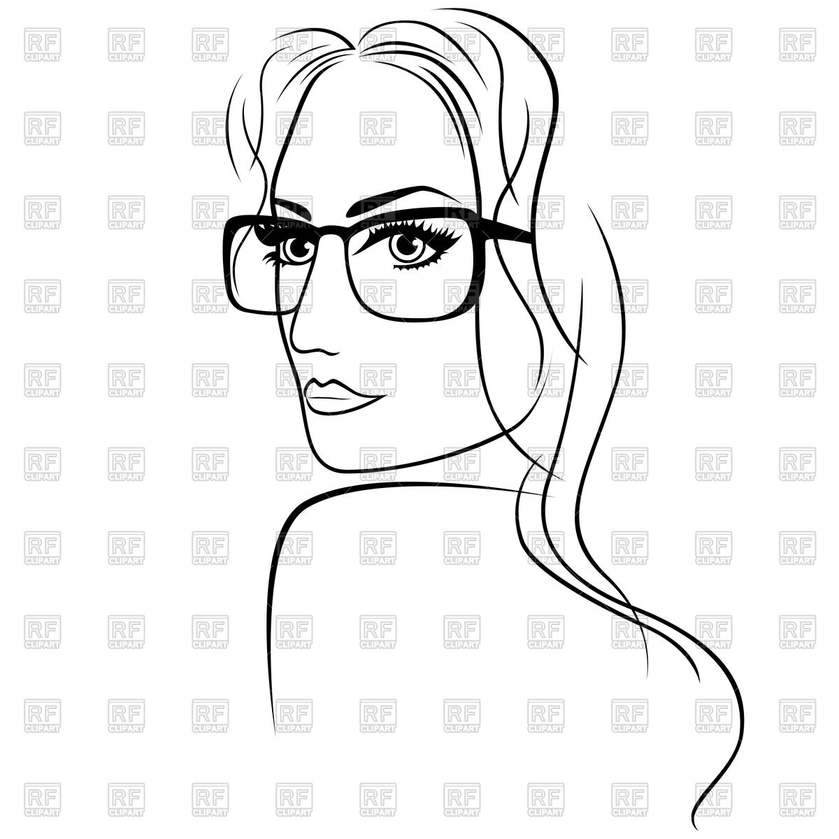 1200x1200 Abstract Young Woman Half Turn Portrait In Eyeglasses Vector Image