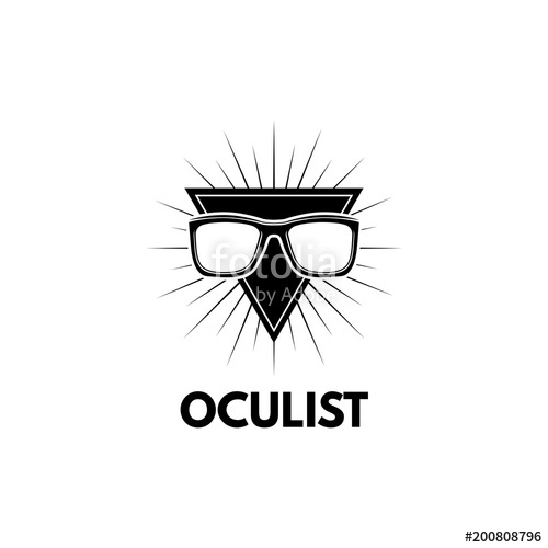 500x500 Glasses Icon. Oculist Logo Label. Triangle. Eyeglasses. Vector