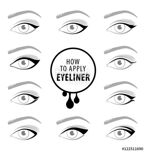 478x500 Various Types Of Eyeliner, Vector Set Stock Image And Royalty