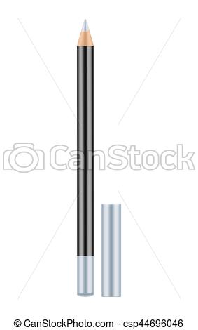283x470 Black Realistic Eyeliner With Cap. Silvery White Pencil For Eyes