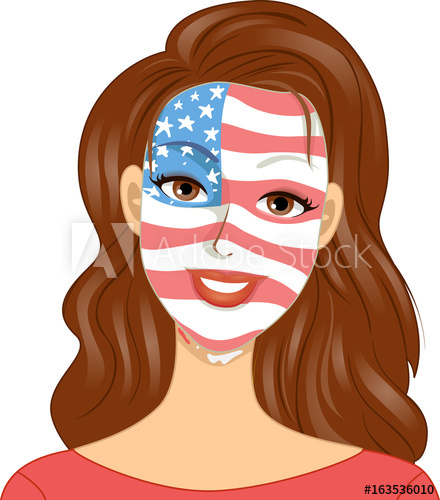 440x500 Girl Memorial Day Face Paint Illustration