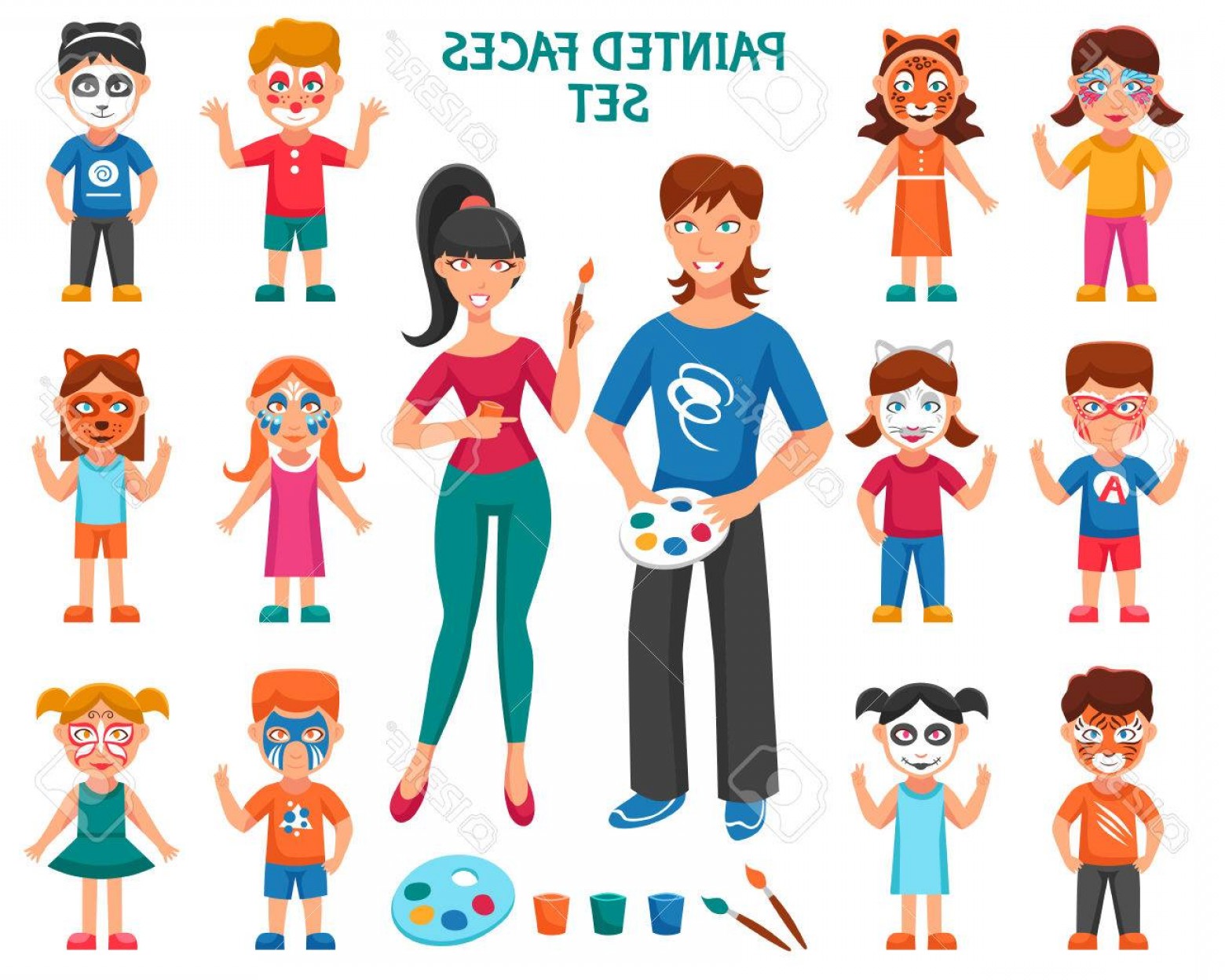 1560x1248 Photostock Vector Face Paint For Children Icons Set Bodyart Paint