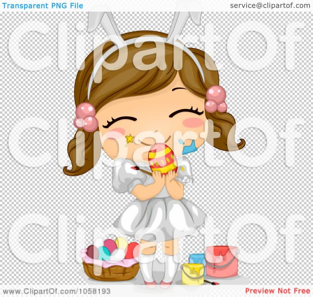 1080x1024 Royalty Free Vector Clip Art Illustration Of An Easter Girl With