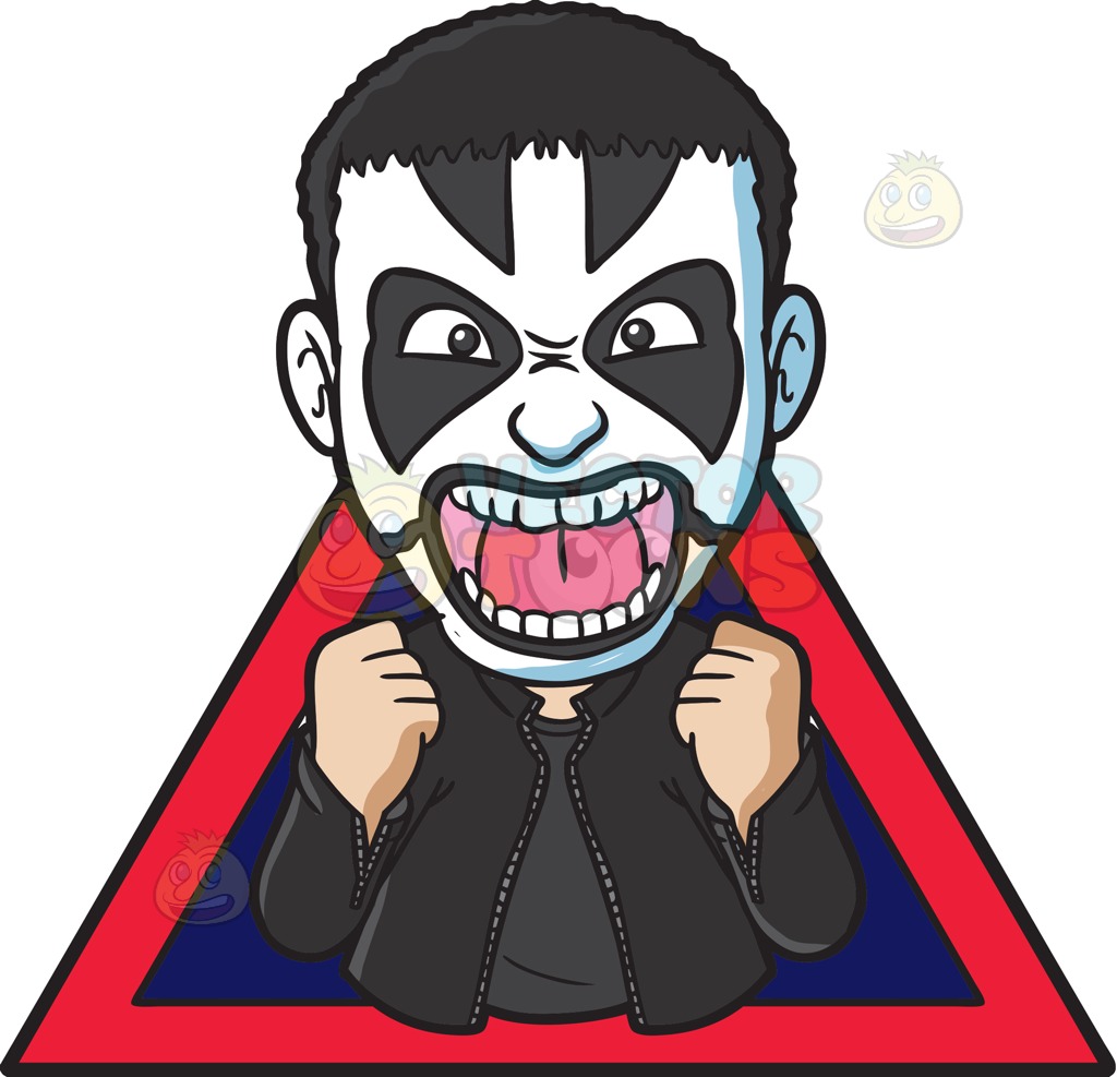 1024x987 A Man With Face Paint Clipart By Vector Toons