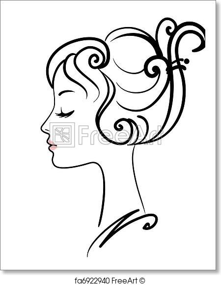 450x580 Free Art Print Of Beautiful Girl Face Vector Illustration