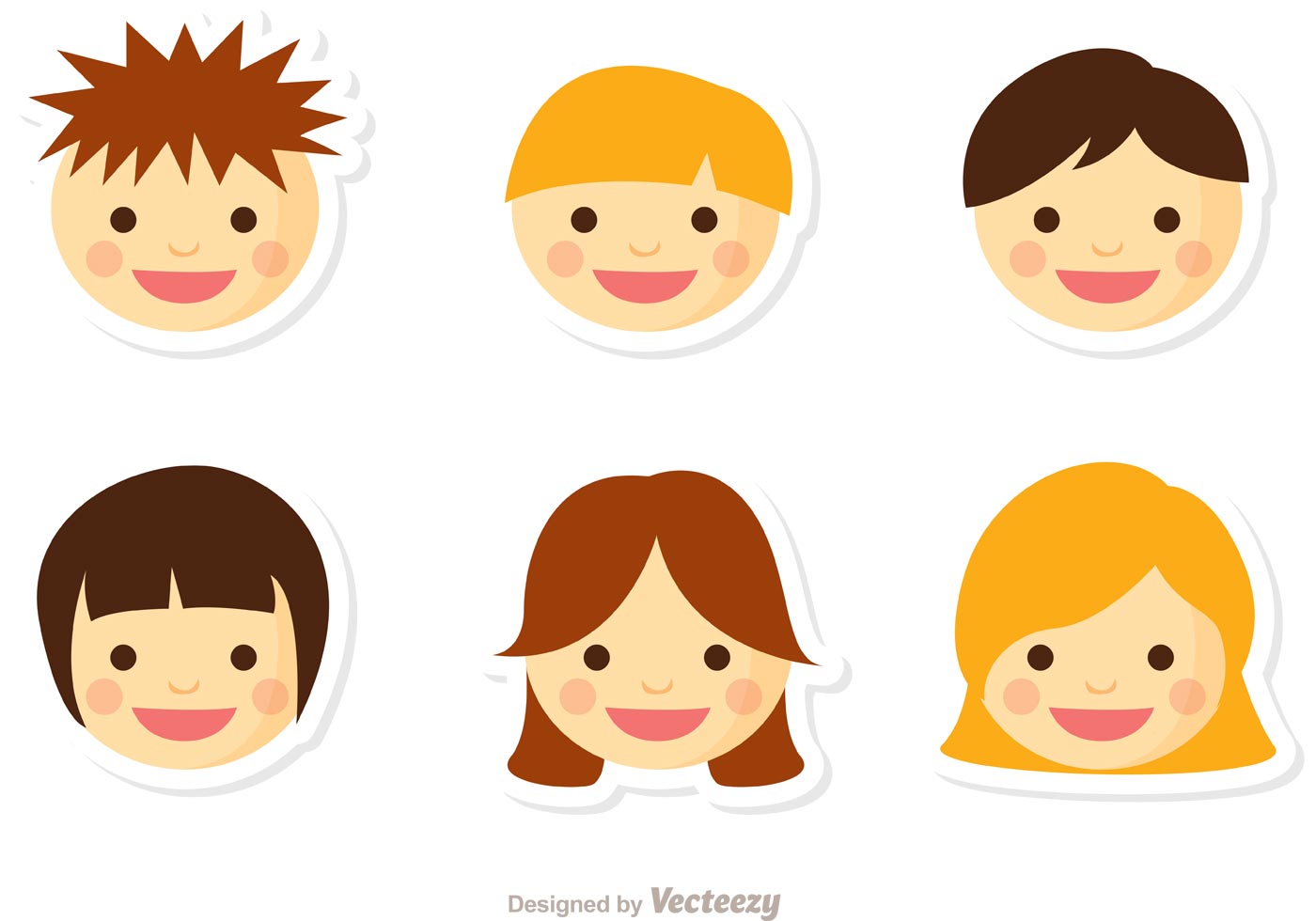 1400x980 Kids Faces Free Vector Art