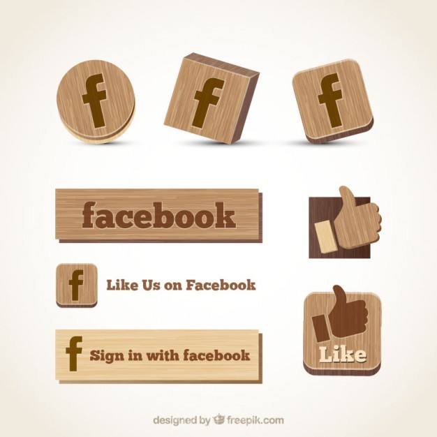 626x626 Ai] Wooden Facebook Icons Vector Free Download