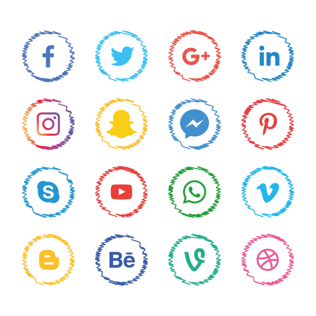 640x640 Social Media Icons Set. Facebook, Instagram, Whatsapp,, Social
