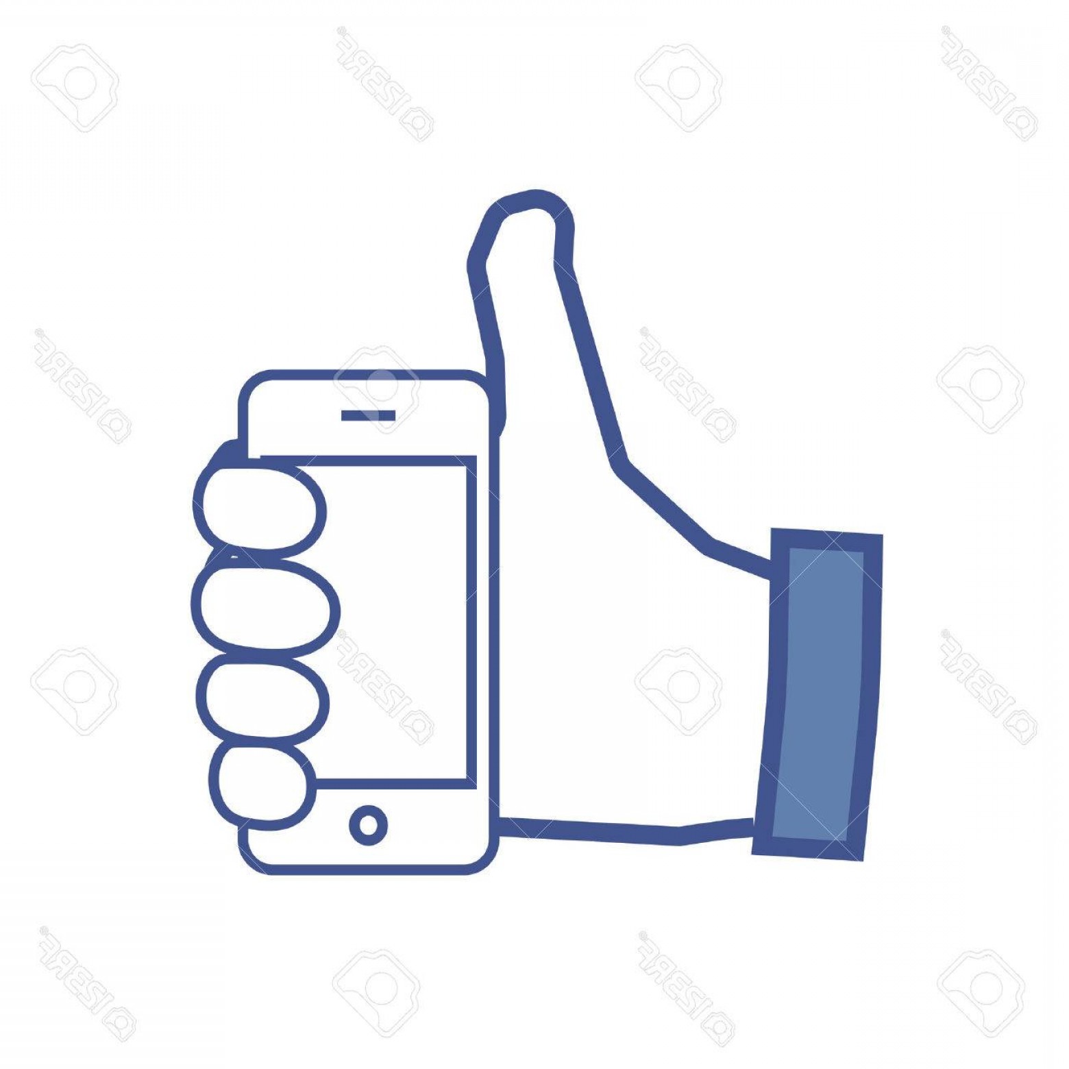 1560x1560 Photostock Vector Facebook Like Flat Icon With Cell Phone