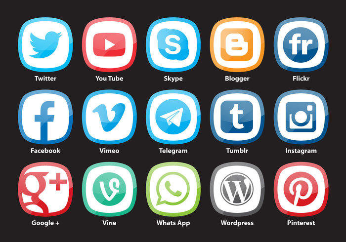700x490 Rounded Square Social Media Vectors