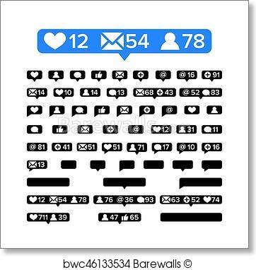 362x382 Art Print Of Notifications Icons Template Vector. Bubble