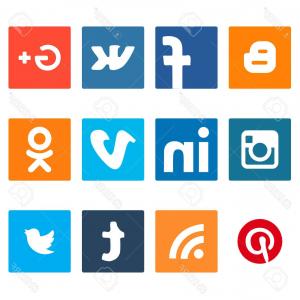 300x300 Photostock Vector Collection Of Popular Social Media Logos Printed