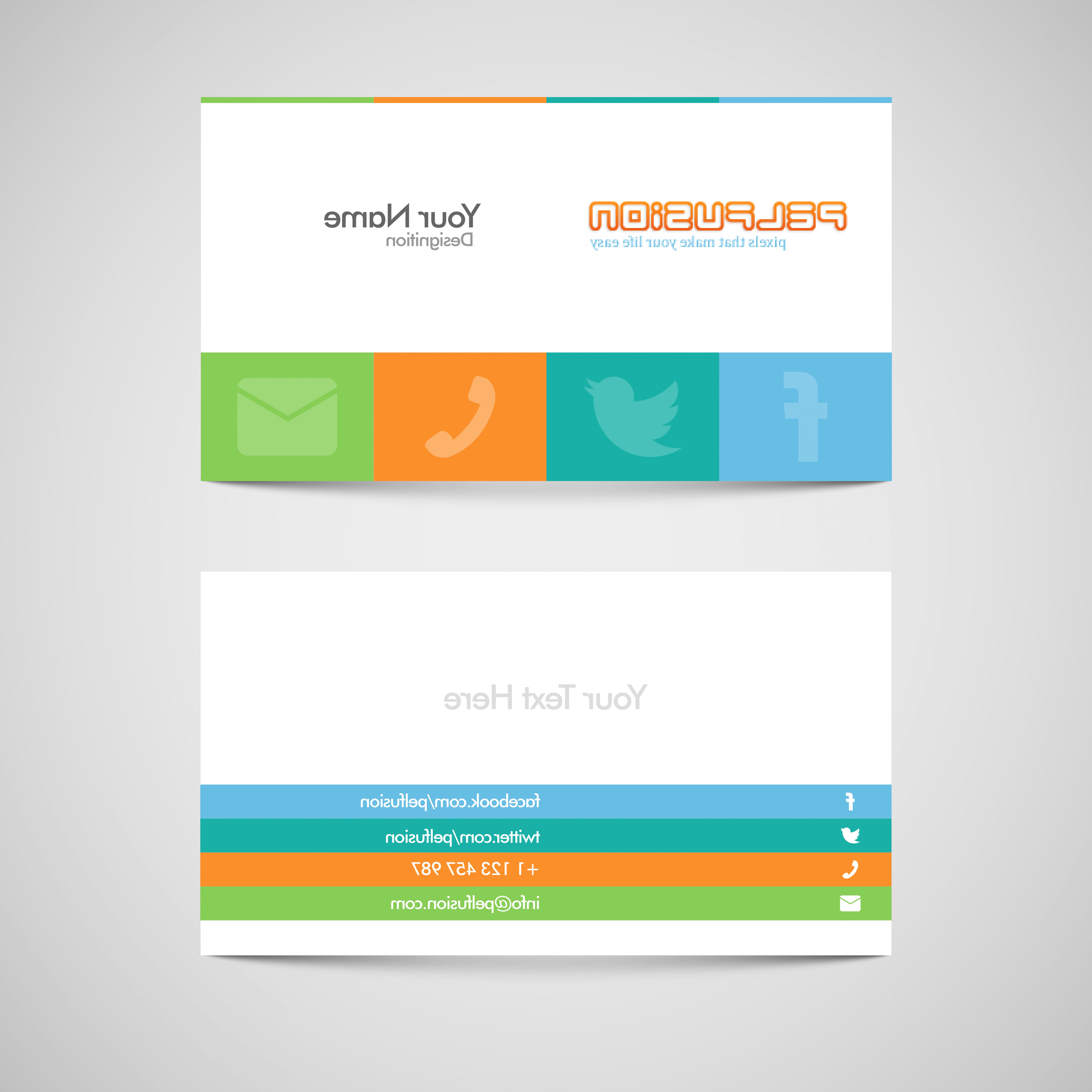 6667x6667 Business Card Template With Facebook And Twitter Logo Sm Vc Free
