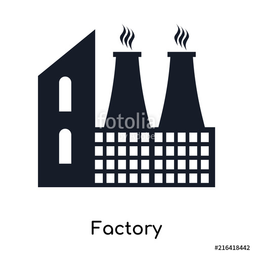 500x500 Factory Icon Vector Sign And Symbol Isolated On White Background