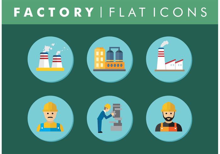 700x490 Flat Factory Icons Set Vector Free