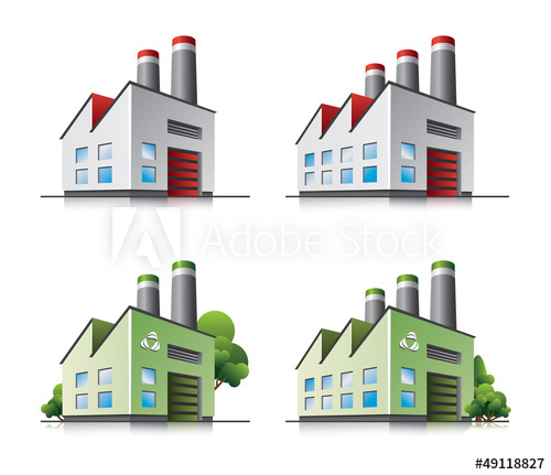 500x431 Factory Vector Icons In Cartoon Style.