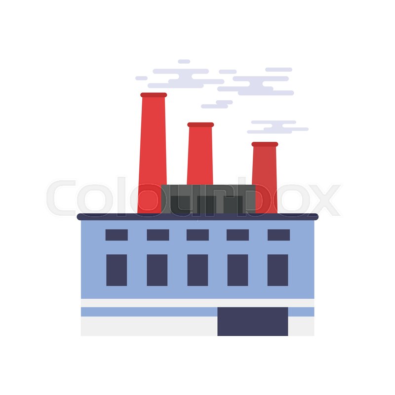 800x800 Industrial Building, Power Or Chemical Plant, Factory Vector