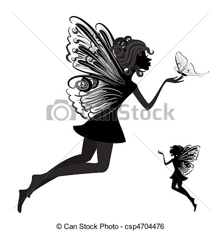450x470 Silhouette Of A Fairy With Butterfly.