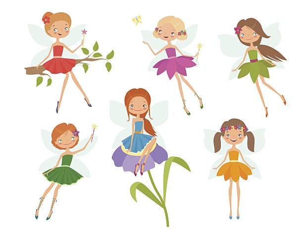 612x471 Cartoon Character Set Of Cute Little Fairies Vector Art