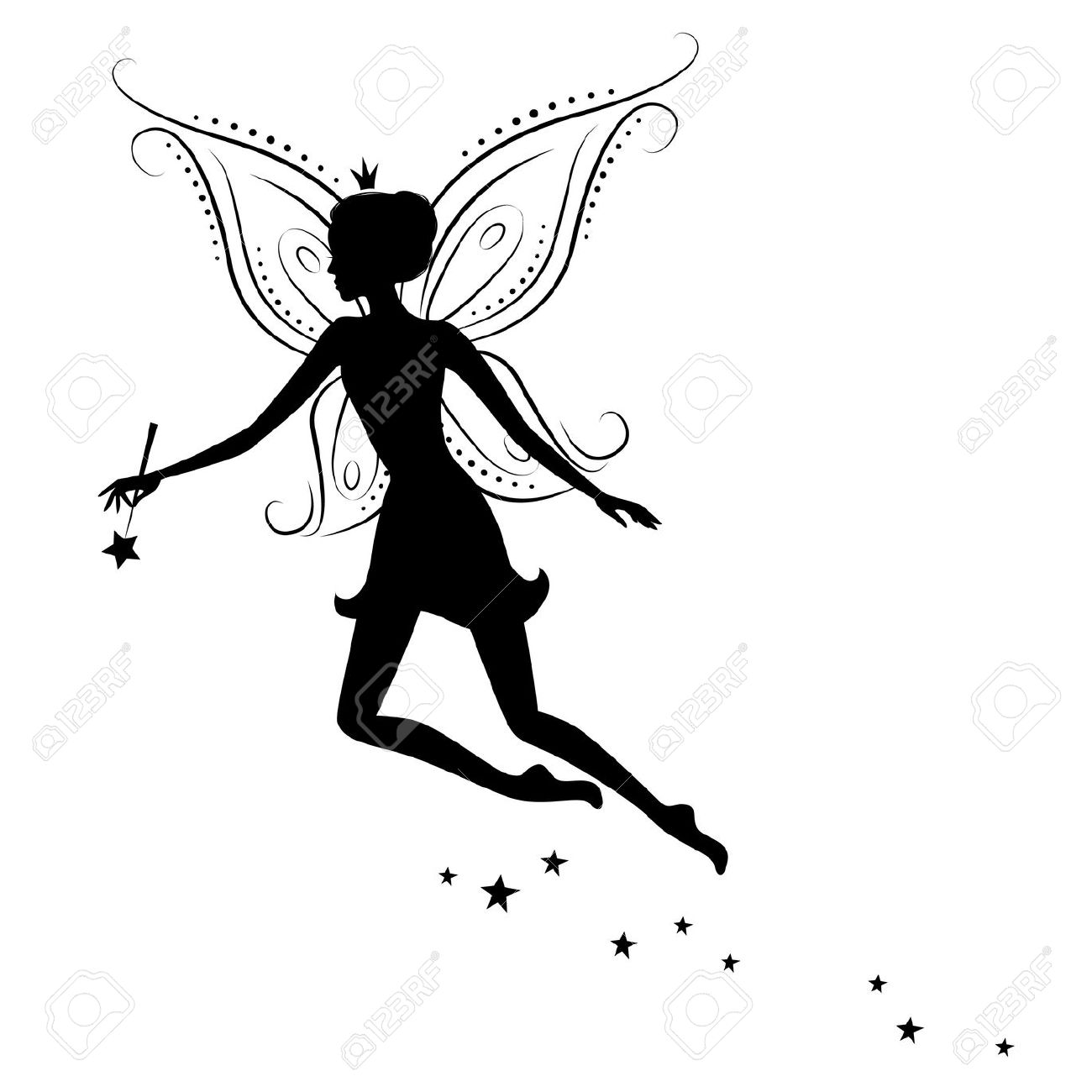 1300x1300 Flying Fairy Silhouette Clipart
