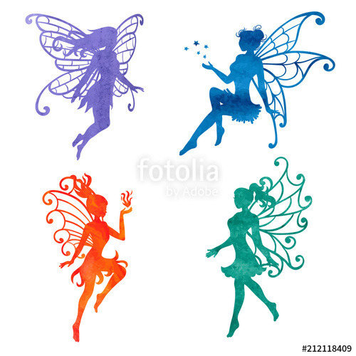 500x500 Set Of Watercolor Fairy. Vector Illustrations Isolated On White