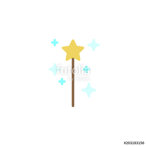 500x500 Magic Wand Flat Icon, Vector Sign, Colorful Pictogram Isolated On