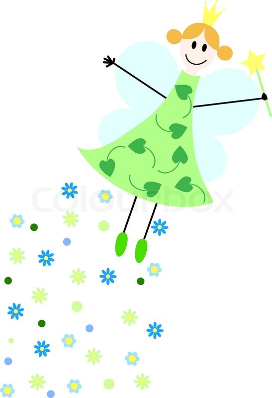 547x800 A Flying Fairy With Magic Wand And Flowers Stock Vector Colourbox