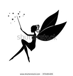236x246 Black Silhouette Fairy With A Magic Wand Sitting On The Moon