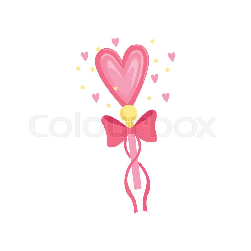 800x800 Cartoon Illustration Of Wonderful Fairy Wand With Pink Heart And